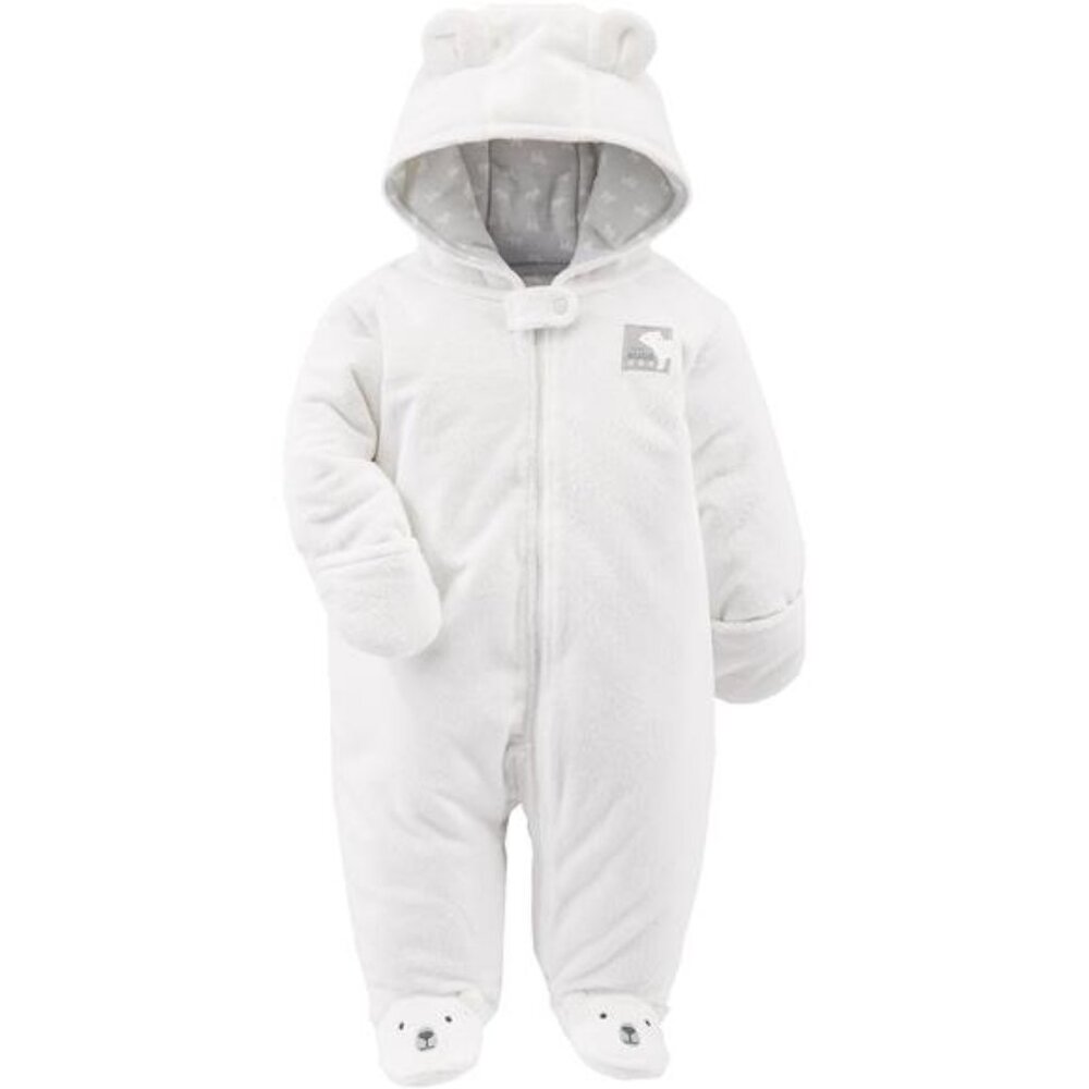 White Ivory Baby Girls' Footed Jumpsuit‎ Pram Winter Clothes Dress for Baby